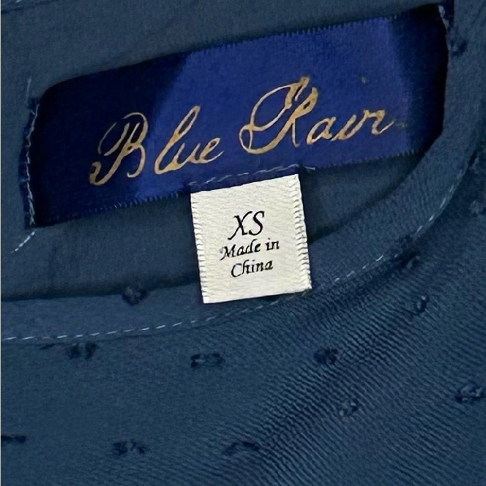 Francesca’s Blue Rain Swiss Dot Embroidered Detail Ruffle Hem‎ Cottagecore Sz XS - Picture 6 of 6